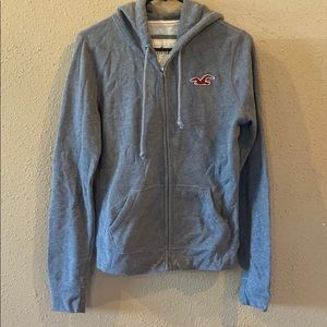 Hollister gray full zip hoodie